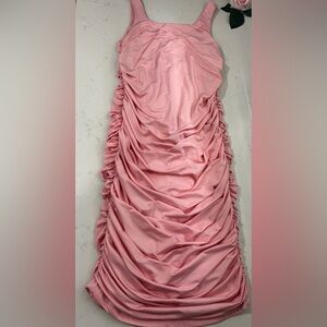 Chic Pink Ruched Dress